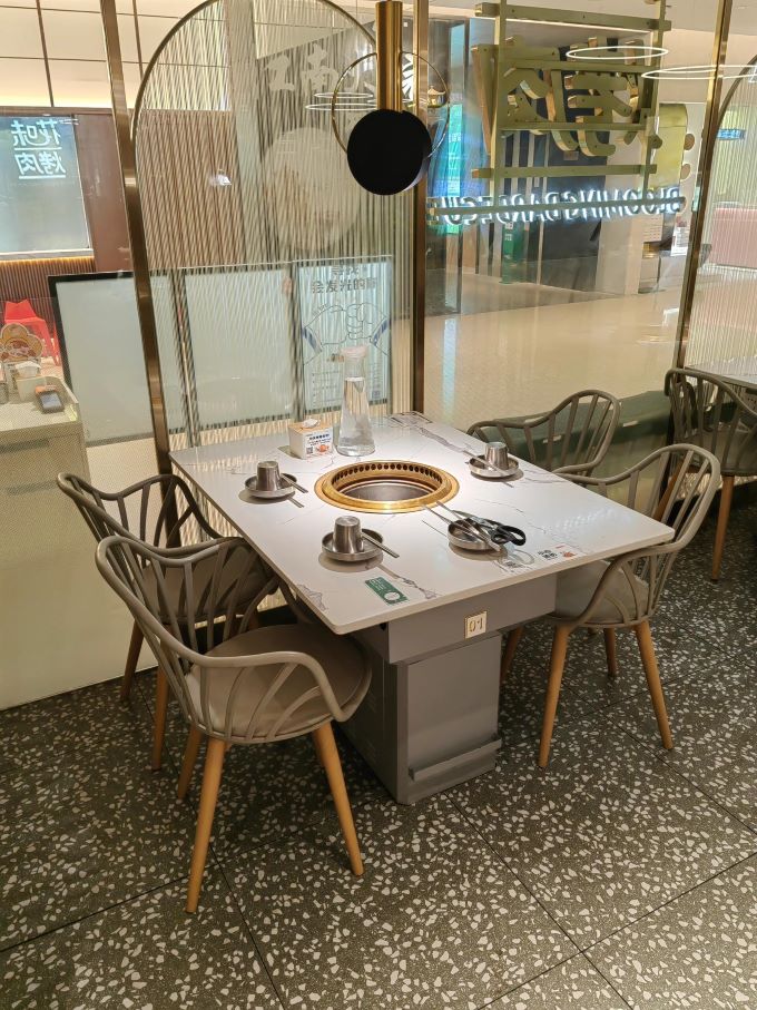 岩板下排風炭火烤肉桌