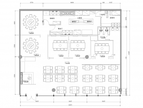 北京三元橋寬火鍋店工程（chéng）圖紙
