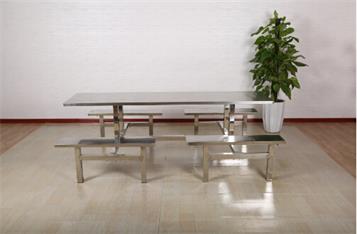 玻（bō）璃鋼餐桌連體食堂桌椅