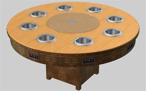 實木圓形自（zì）助燒烤（kǎo）烤涮（shuàn）一體桌子