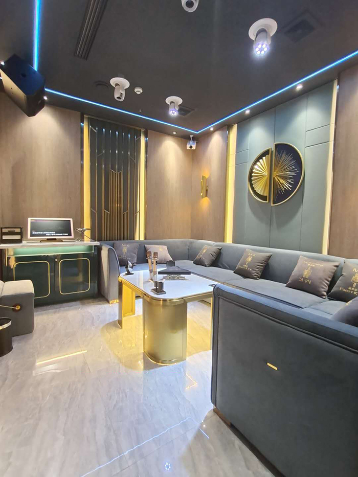 ktv包廂輕奢不鏽鋼卡座（zuò）沙發茶幾