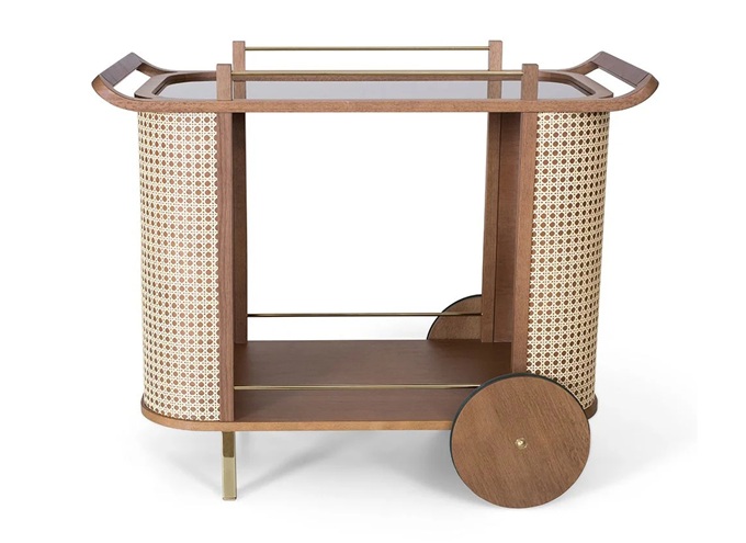 餐廳創（chuàng）意新中式實木藤編備餐櫃