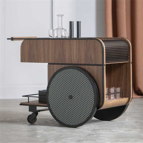 西餐廳美式鄉村創意實木帶輪子備餐櫃（guì）