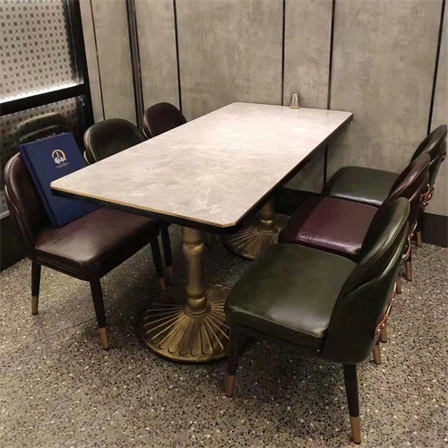 中式茶餐廳現代風格大理石茶餐桌_茶餐桌（zhuō）椅廠家定做
