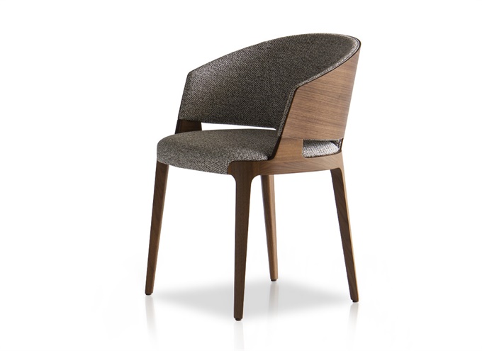 茶餐廳（tīng）休閑布藝時尚胡（hú）桃木椅子