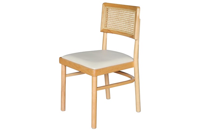 茶餐廳簡約複古實（shí）木藤（téng）編餐椅