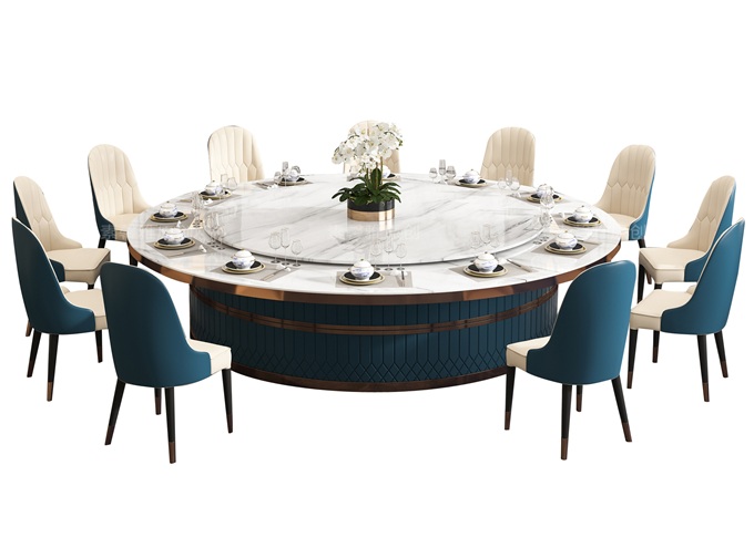 酒店包廂（xiāng）時尚豪（háo）華（huá）大理石電動餐桌