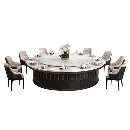現代輕（qīng）奢大理石二十（shí）人台電動餐桌