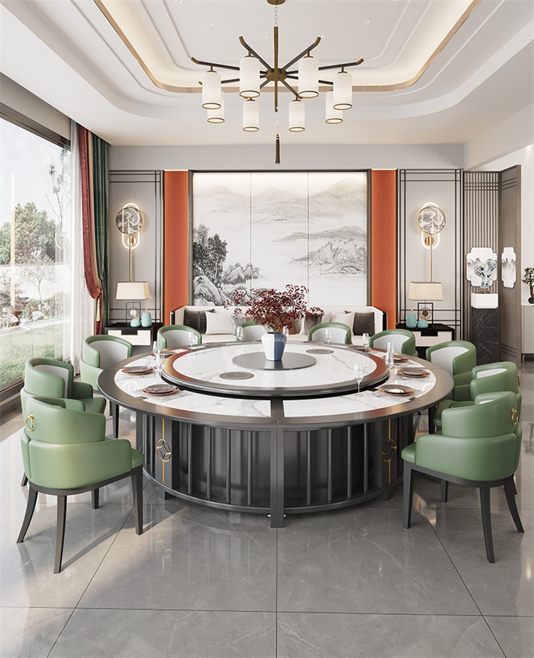 酒店（diàn）會所別墅新中式（shì）包房15人16人電動餐桌大圓桌