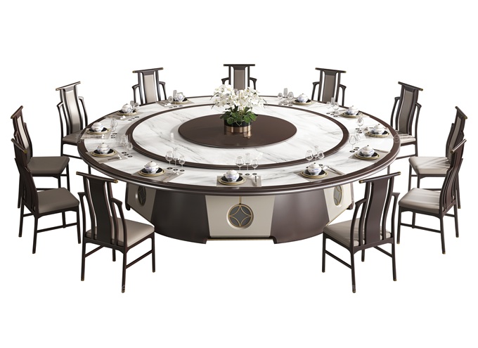 會所（suǒ）包間20人圓形自動旋轉餐桌