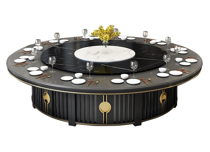 會所包房3m岩石板電動旋轉大圓桌