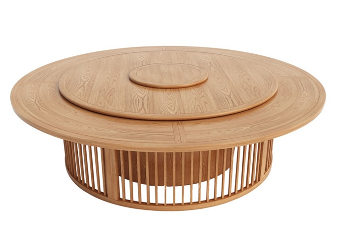 酒店（diàn）包房新中式風格禪意實木電動餐桌