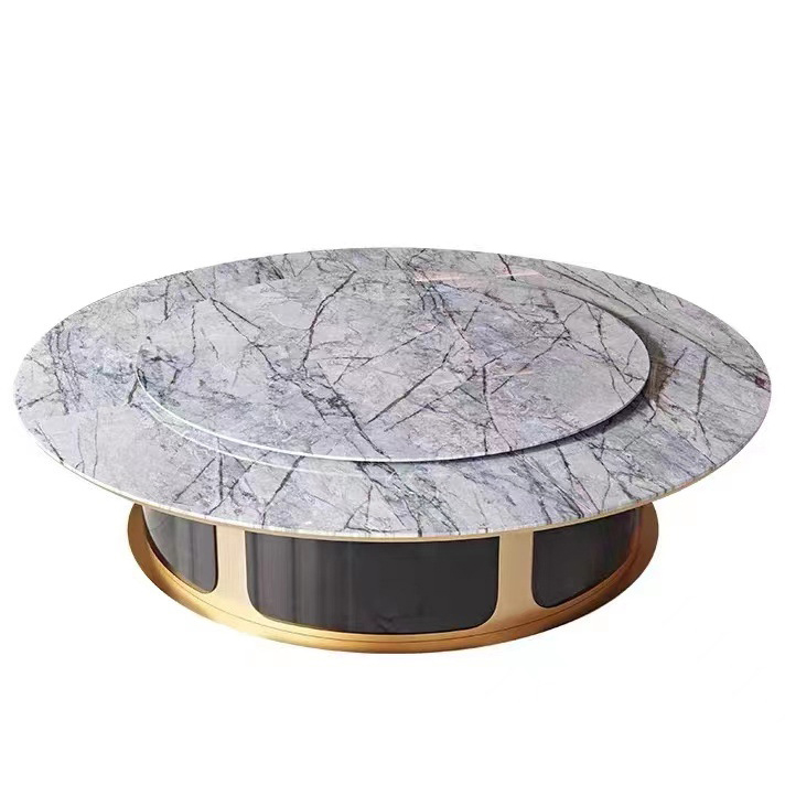 酒店會所大理石豪（háo）華大圓桌電動餐桌