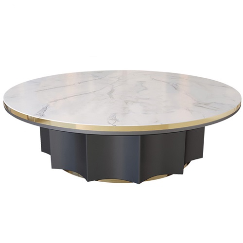 酒店（diàn）會（huì）所別墅豪華輕奢岩板電動餐桌大圓桌