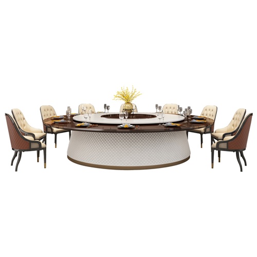 飯店包間時尚大理石轉盤（pán）機芯電動餐桌