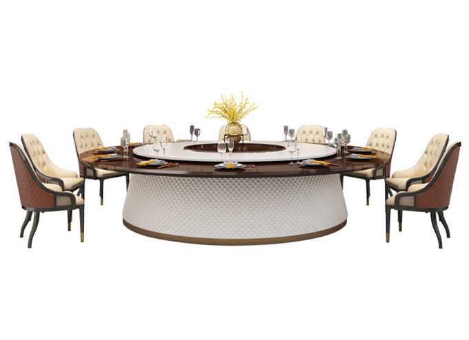 飯（fàn）店（diàn）包房新中式實木智能自動旋轉餐桌