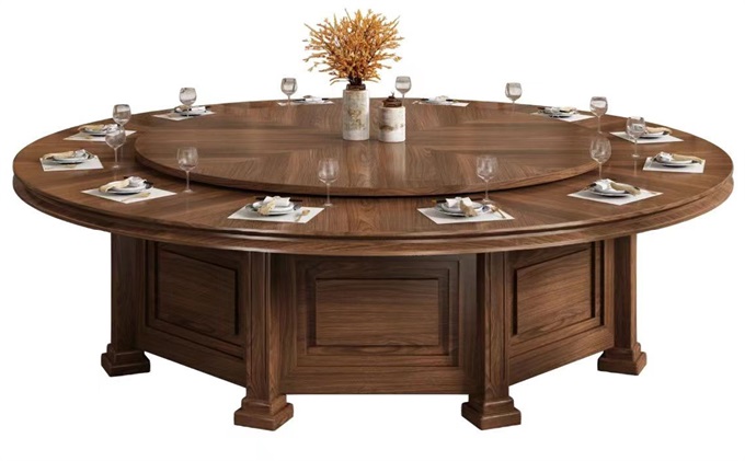 酒店（diàn）宴會新中式實木電（diàn）動餐桌飯店20人位電（diàn）動餐桌