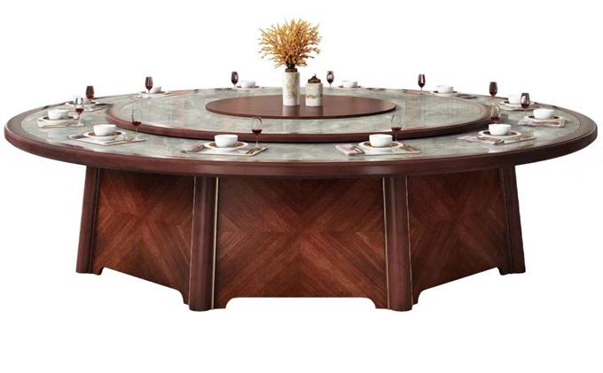 酒店會所高檔40人的電動餐桌電動大圓桌（zhuō）飯店餐桌