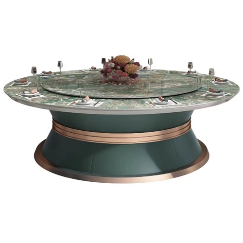 酒（jiǔ）店（diàn）會所豪華（huá）輕奢高檔16人位大理石電動圓餐（cān）桌