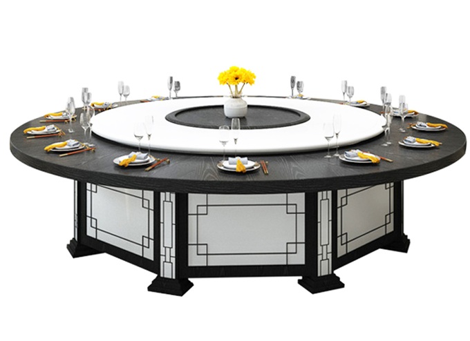 酒店新中（zhōng）式自動旋轉15人20人大圓桌電動（dòng）餐桌（zhuō）