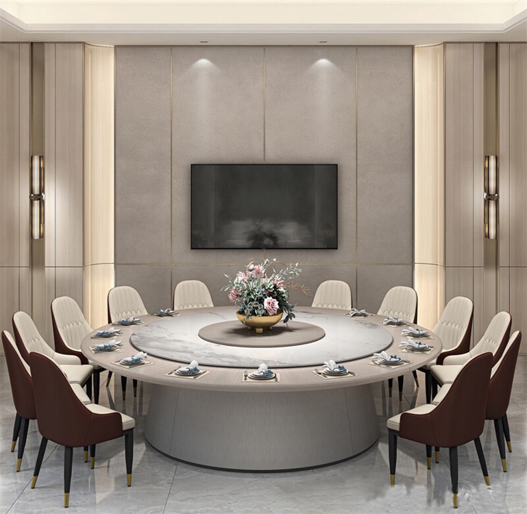 酒（jiǔ）店粵菜餐廳16人位實木電（diàn）動餐桌大圓桌