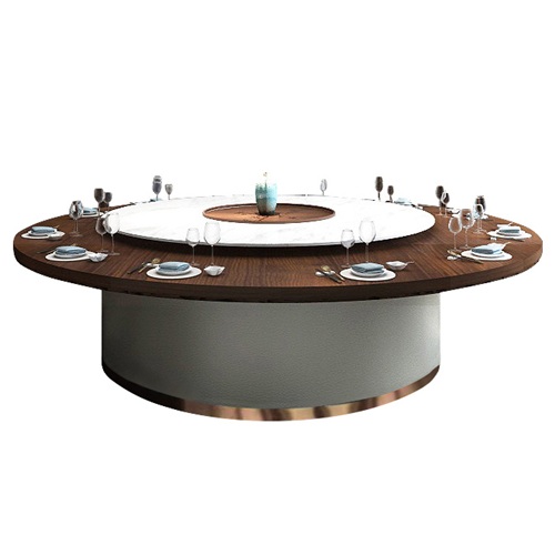 酒樓包間（jiān）2.4米大理石電動餐桌定製