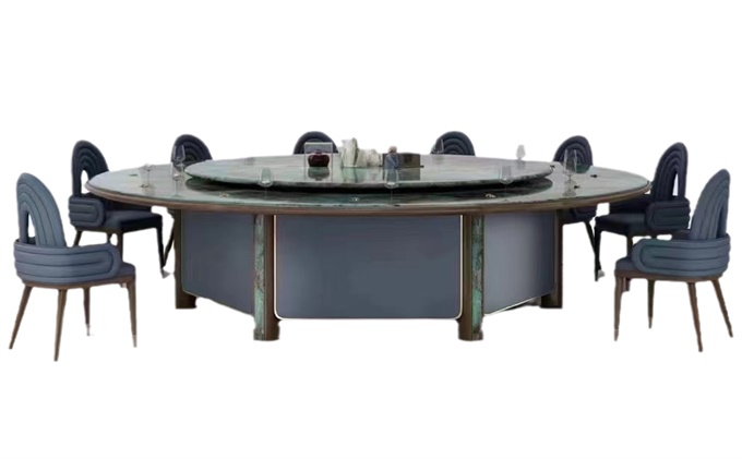 酒店（diàn）豪華20人大理石電動餐桌大圓桌