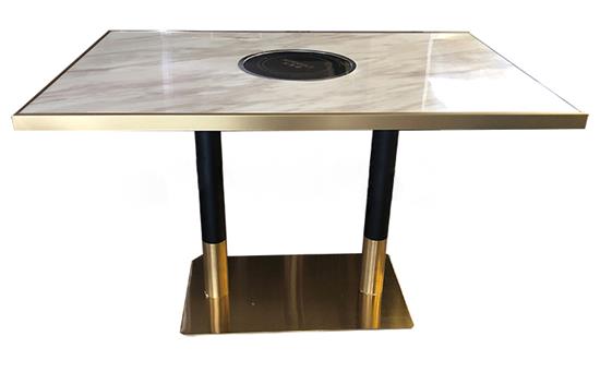 後現（xiàn）代輕奢（shē）不鏽鋼大理石火鍋桌