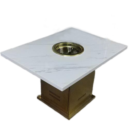 海底撈同款時（shí）尚不鏽鋼大理石火鍋桌