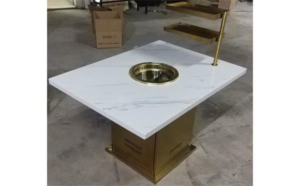 2020海底撈同款（kuǎn）時尚（shàng）不鏽（xiù）鋼大理石火鍋（guō）桌