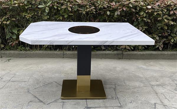 火鍋店不鏽鋼大理石麵電磁爐火鍋桌