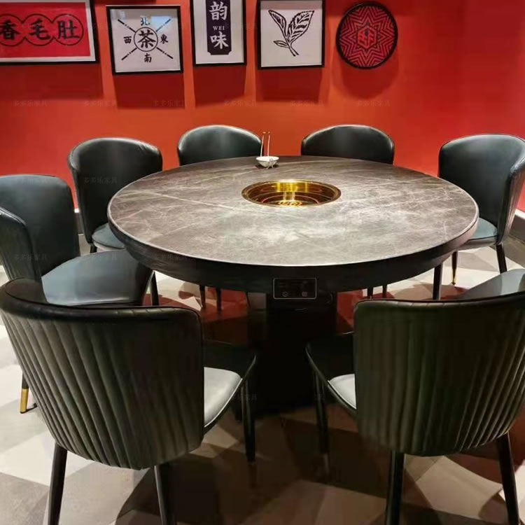 牛肉火鍋岩板（bǎn）下沉式電（diàn）磁爐火鍋桌