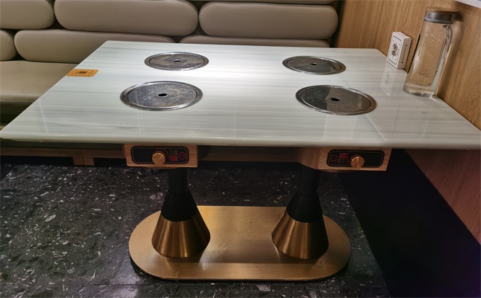 四人小電磁爐火鍋桌_大理石每人每鍋火（huǒ）鍋桌