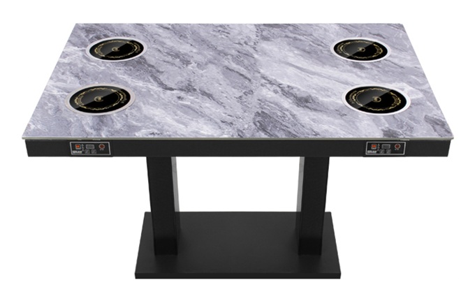 火鍋店大理石台麵四人小電磁爐火鍋桌