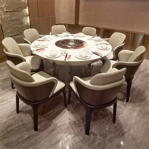 火鍋店包間大理石嵌入式電磁爐火鍋桌（zhuō）子