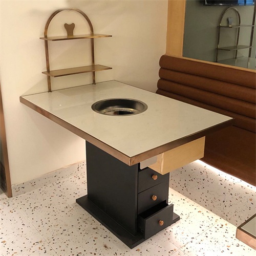 火鍋店創意時尚桌麵（miàn）菜架大理石火（huǒ）鍋桌