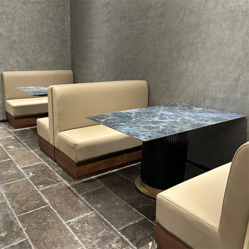 火鍋店時尚（shàng）簡約岩板（bǎn）隱藏式電磁爐火鍋（guō）桌