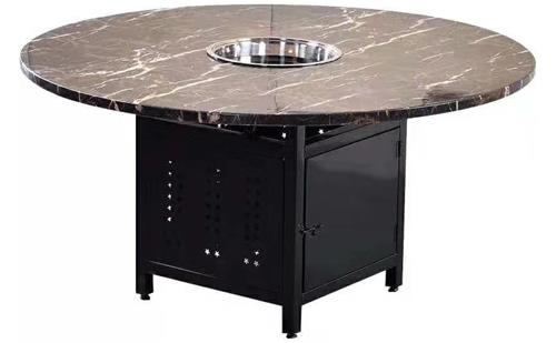 鐵（tiě）桶（tǒng）底座大理石台麵圓形電磁爐火鍋桌