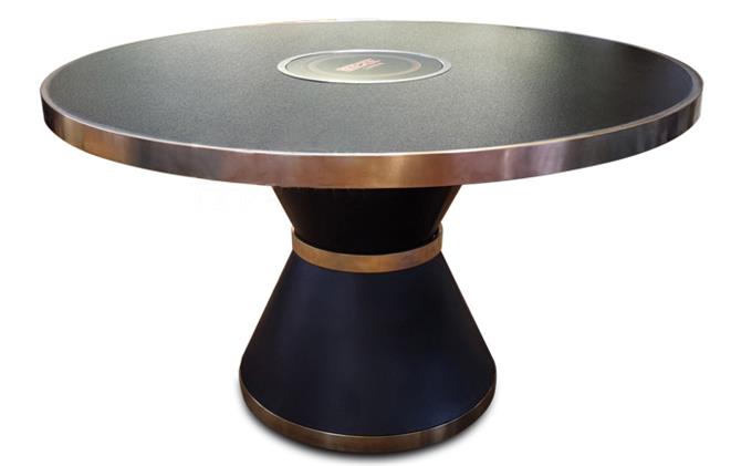 不鏽鋼（gāng）火燒石時尚12人大圓桌火鍋電磁爐餐桌