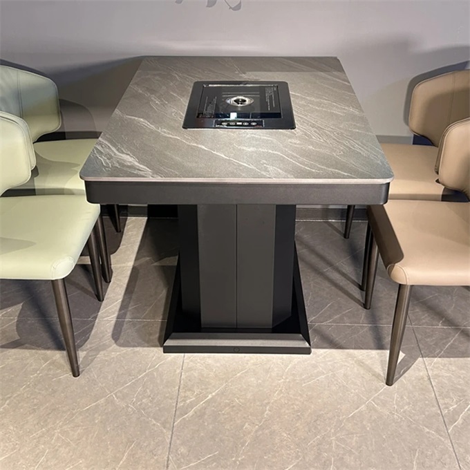 岩板台麵智能無煙（yān）淨化韓式電烤肉桌