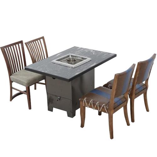 黑（hēi）色大理石麵櫃式（shì）火鍋桌椅