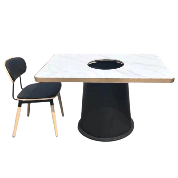 牛肉火鍋（guō）不鏽鋼（gāng）封（fēng）邊大理石火鍋桌