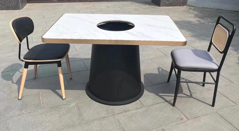 牛肉火鍋不鏽鋼封邊大理石火（huǒ）鍋桌