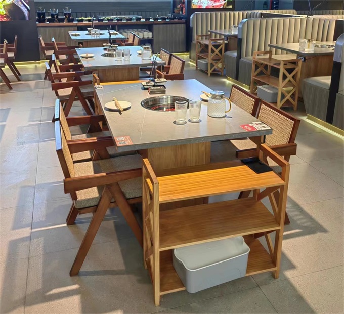 牛肉火鍋岩板下沉式電磁爐火鍋桌