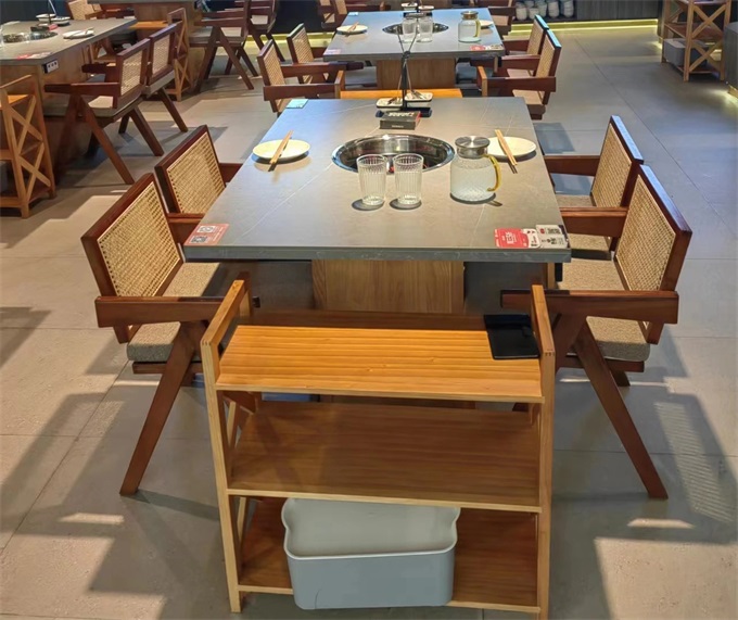 牛肉火鍋岩板下沉式電磁爐（lú）火（huǒ）鍋桌