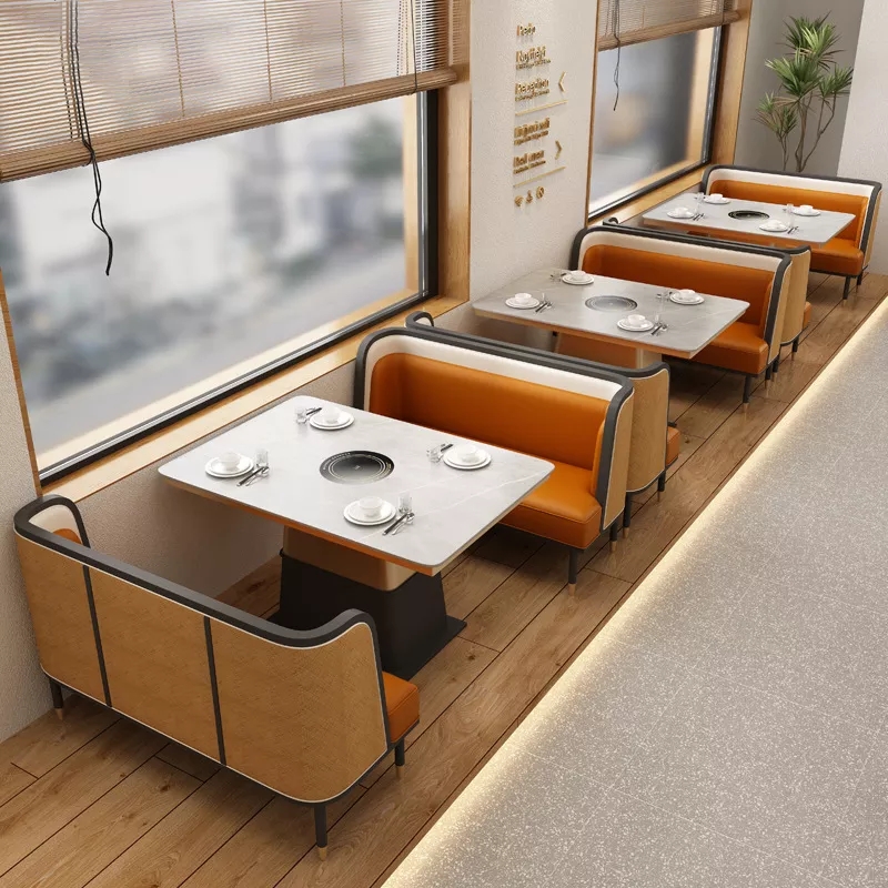 火鍋店高端不鏽鋼輕奢大（dà）理石火鍋桌