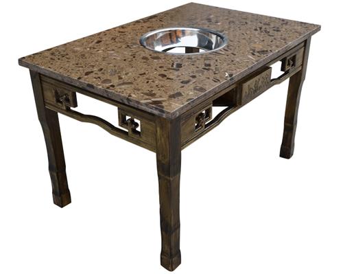 小龍（lóng）坎大龍焱複古雕花大理石電磁爐（lú）實木火鍋桌