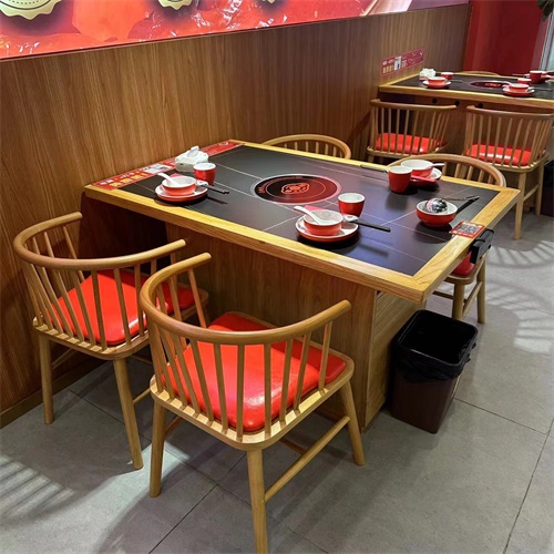 牛肉（ròu）火鍋實木封邊岩板火鍋桌