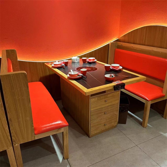 牛肉（ròu）火鍋實木封邊岩板火鍋桌