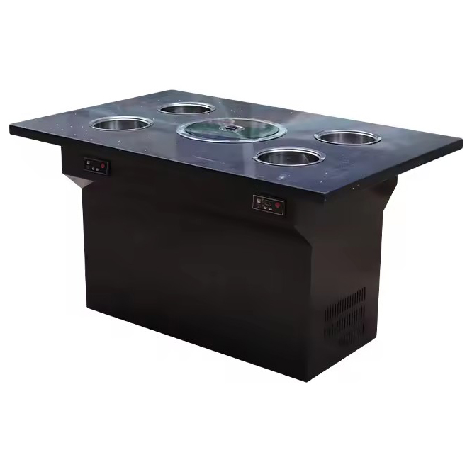 智能無煙淨化一人一鍋大理（lǐ）石烤涮一體火鍋餐桌